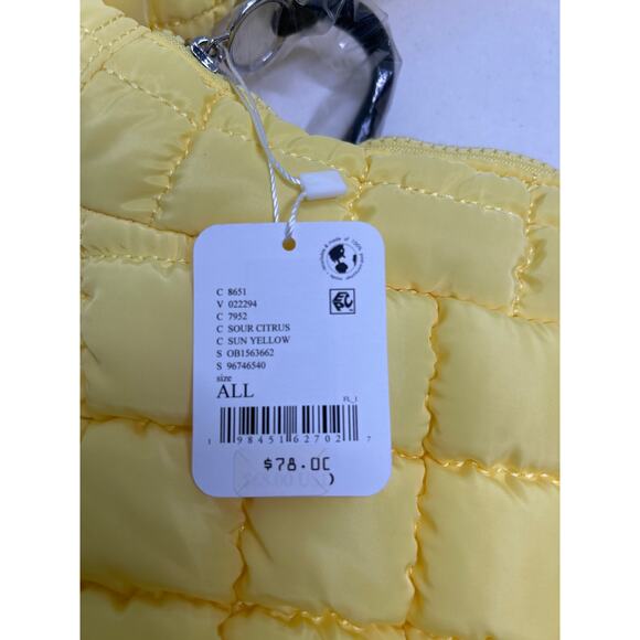 Free People Movement Quilted Carryall Tote Sour Citrus Shoulder Yellow Bag NWT - Picture 5 of 7